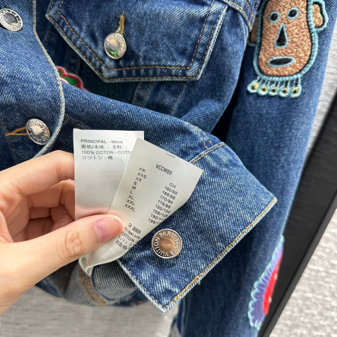 Louis Vuitton 1AB6K3 LV x YK Faces Patches Denim Jacket
