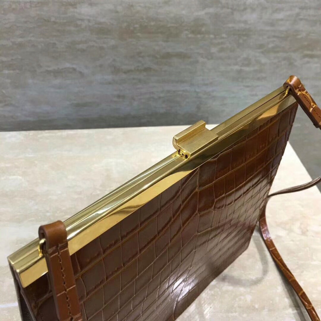 Celine MINI CLASP BAG IN CROCODILE LIGHT CAMEL