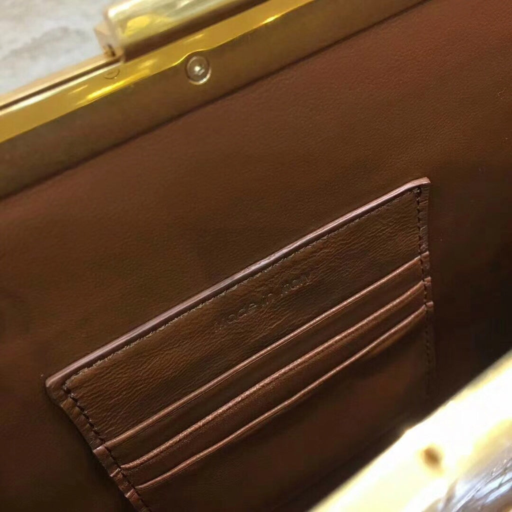 Celine MINI CLASP BAG IN CROCODILE LIGHT CAMEL