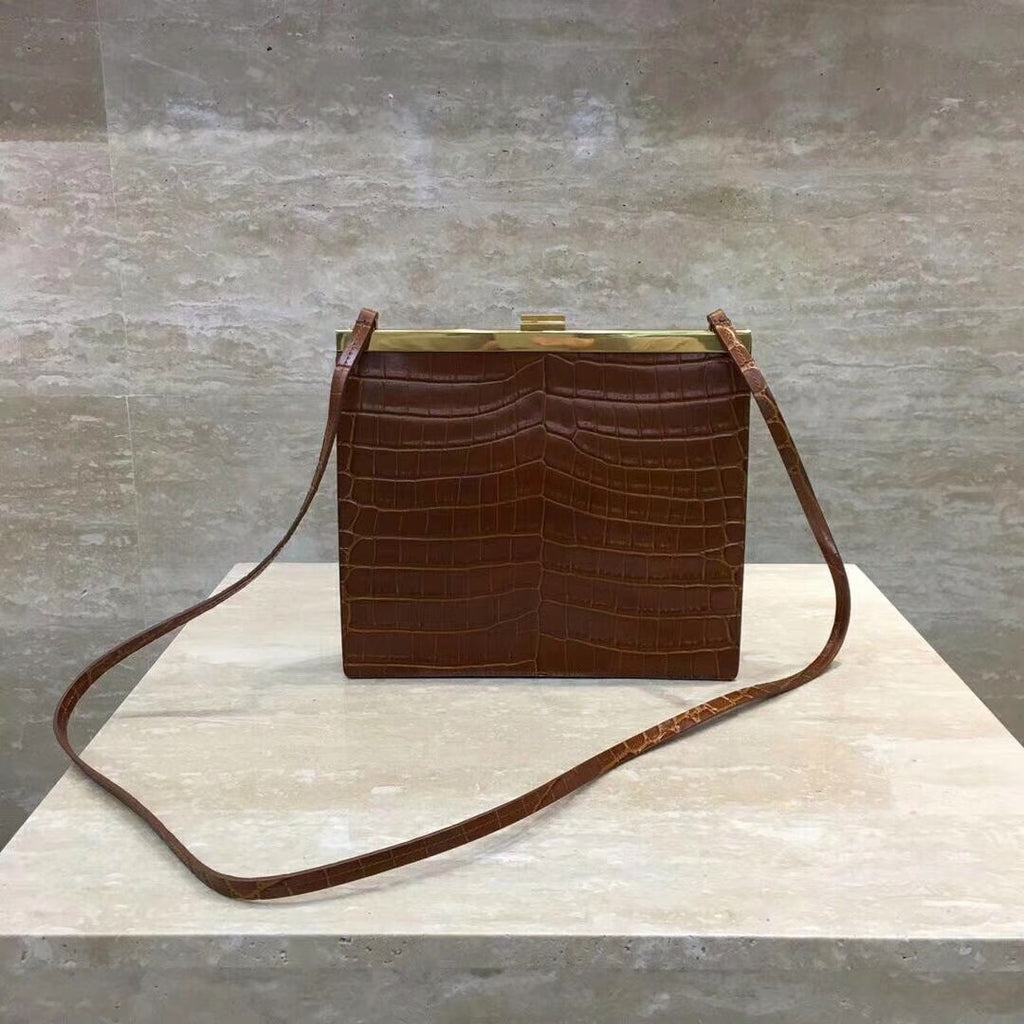 Celine MINI CLASP BAG IN CROCODILE LIGHT CAMEL