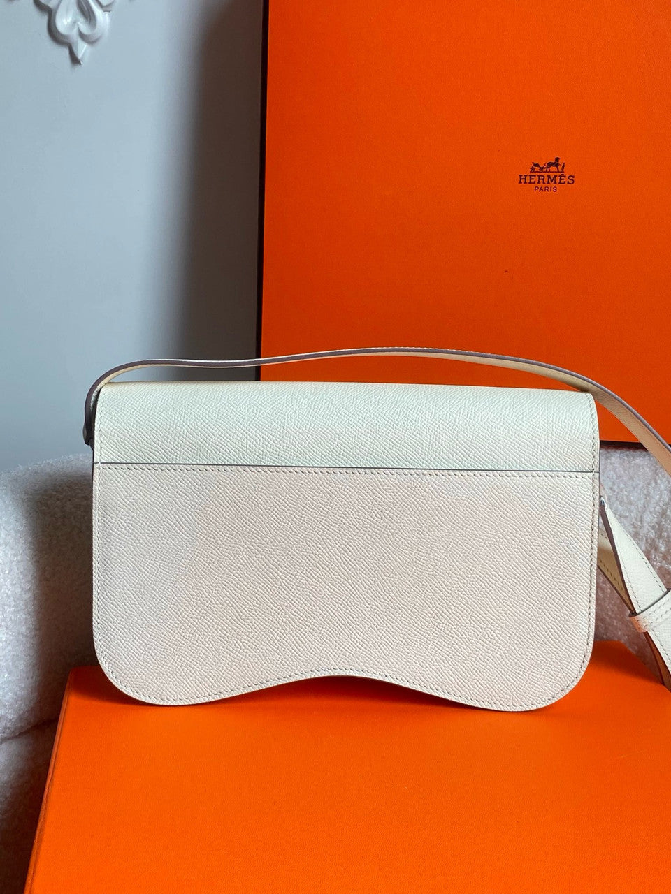 Hermès White  Epsom Della Cavalleria Elan Bag Palladium Hardware