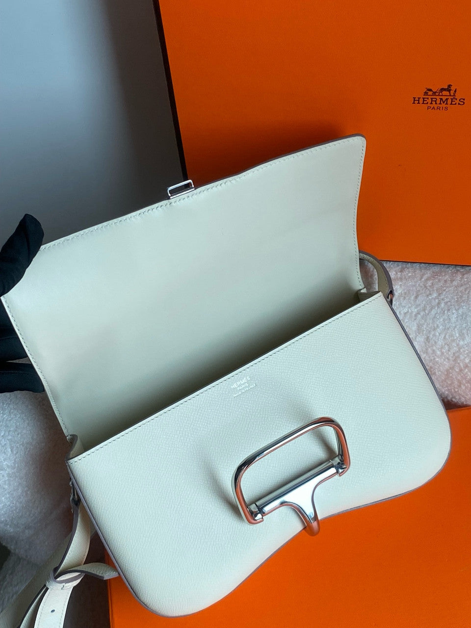 Hermès White  Epsom Della Cavalleria Elan Bag Palladium Hardware