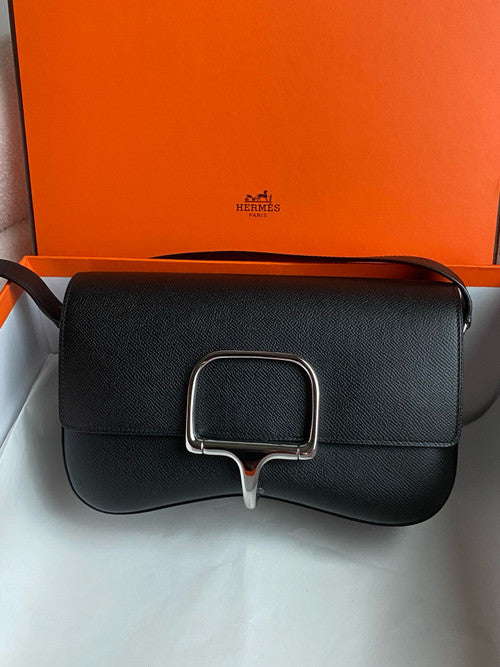 Hermès Black Epsom Della Cavalleria Elan Bag Palladium Hardware