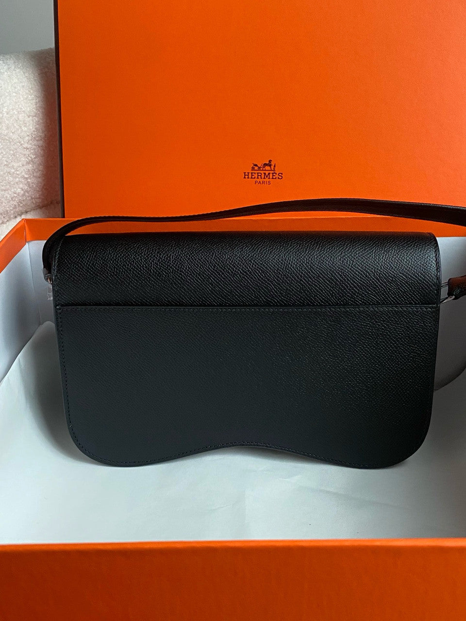 Hermès Black Epsom Della Cavalleria Elan Bag Palladium Hardware
