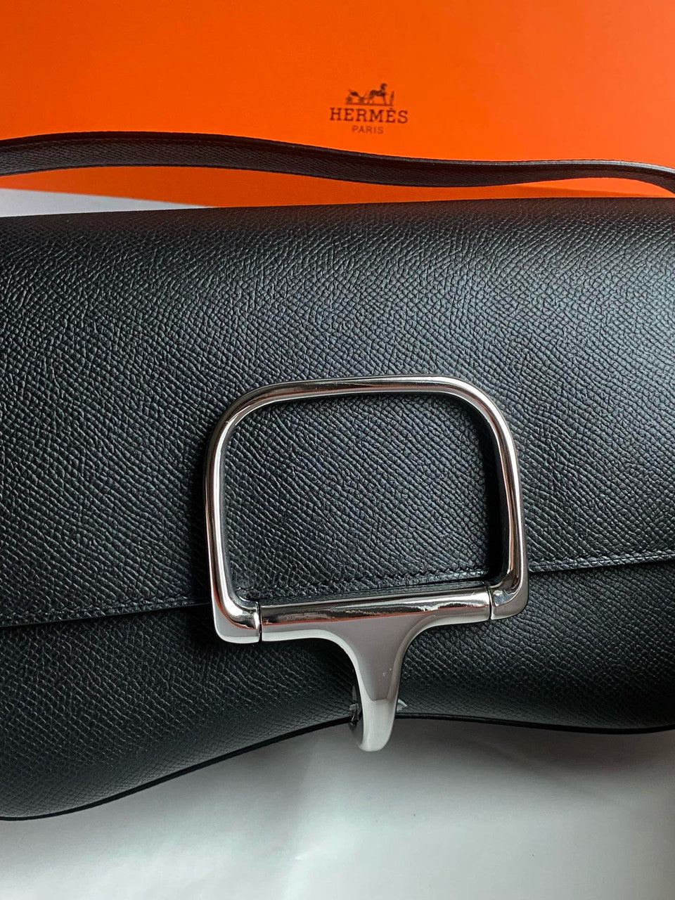 Hermès Black Epsom Della Cavalleria Elan Bag Palladium Hardware