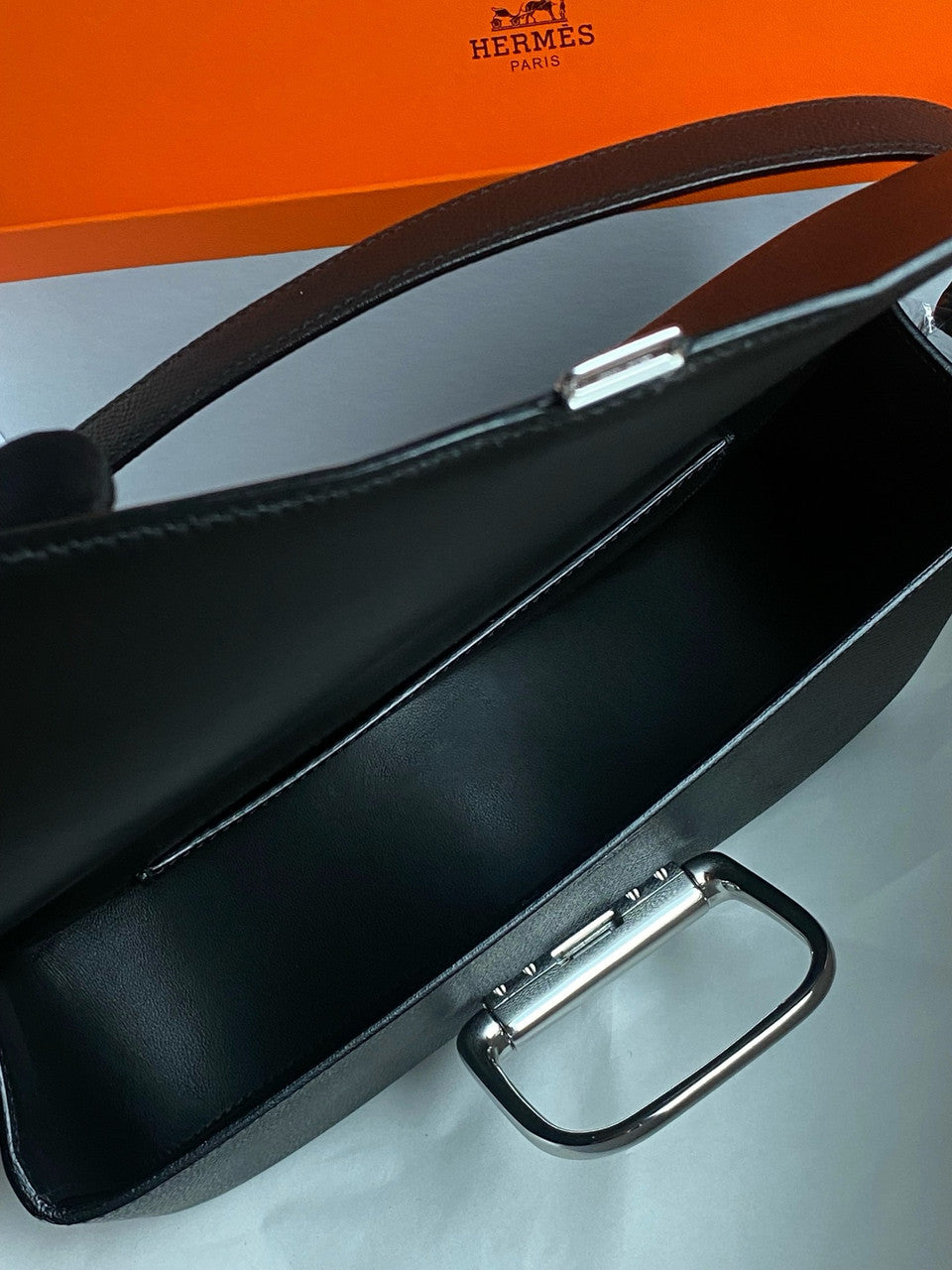Hermès Black Epsom Della Cavalleria Elan Bag Palladium Hardware
