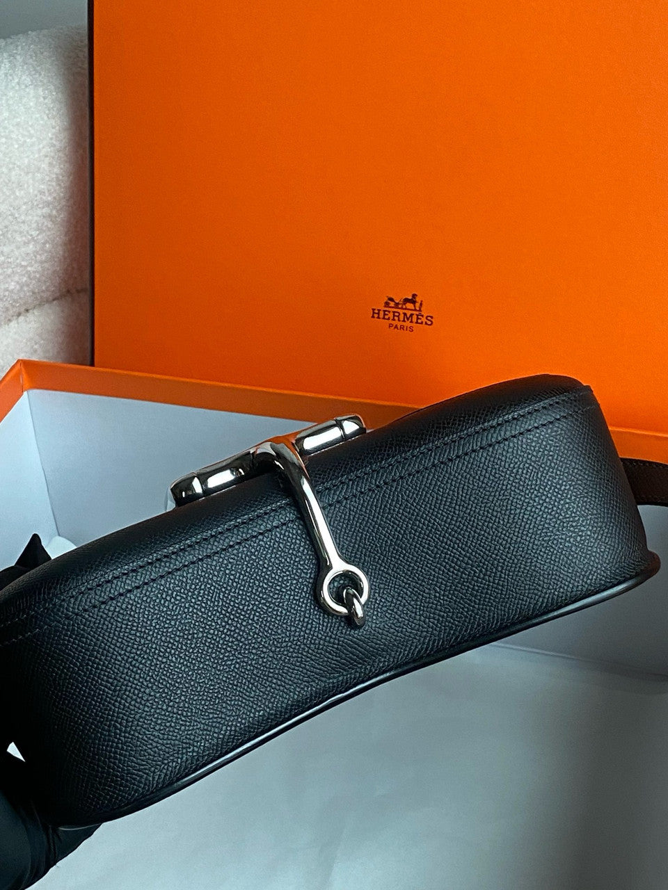 Hermès Black Epsom Della Cavalleria Elan Bag Palladium Hardware