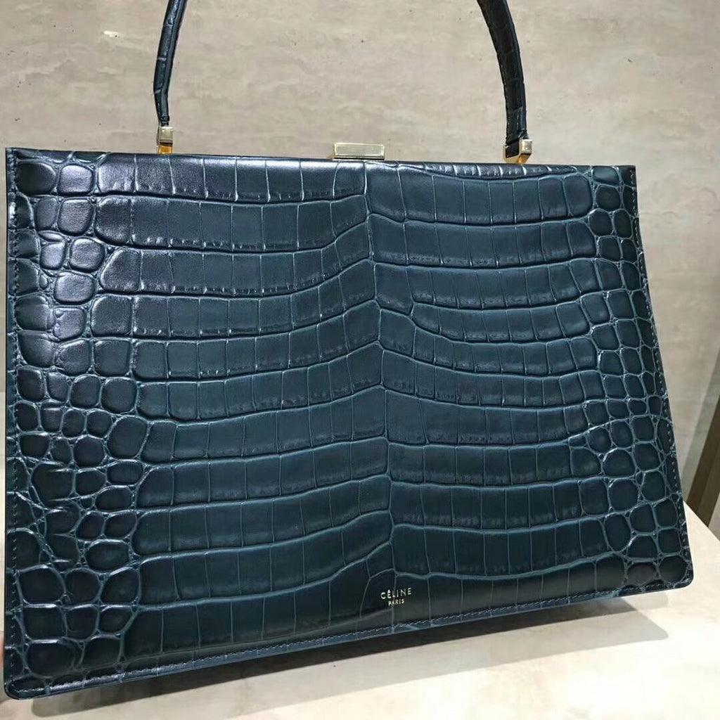 Celine MEDIUM CLASP BAG IN CROCODILE BLACK
