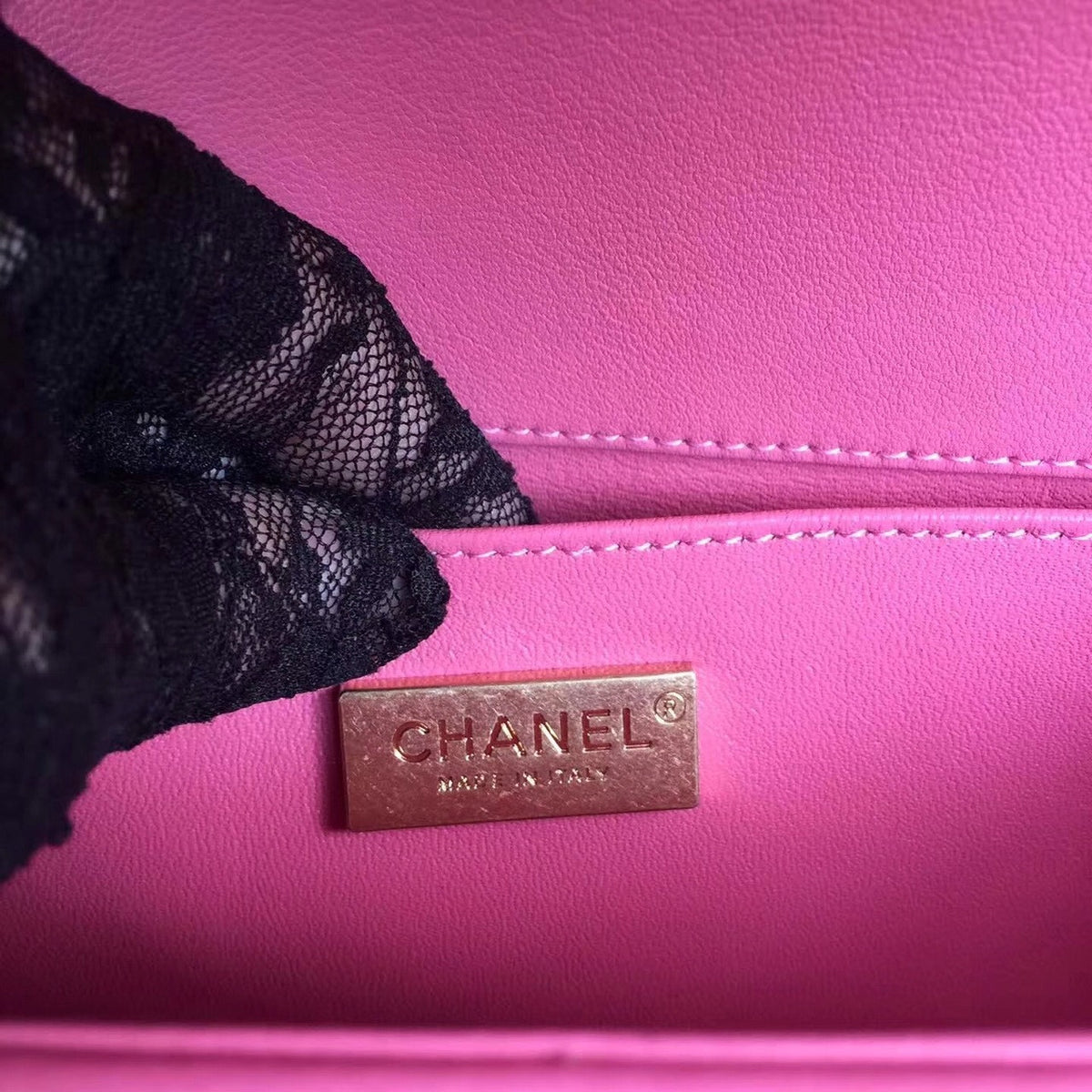 CHANEL Pink Galuchat and Lambskin Small Boy Flap