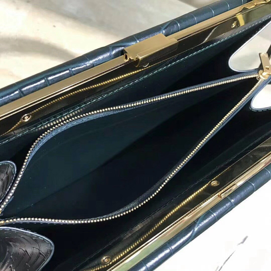 Celine MEDIUM CLASP BAG IN CROCODILE BLACK