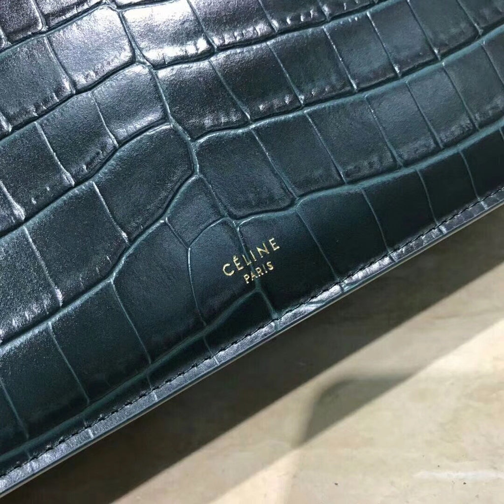 Celine MEDIUM CLASP BAG IN CROCODILE BLACK