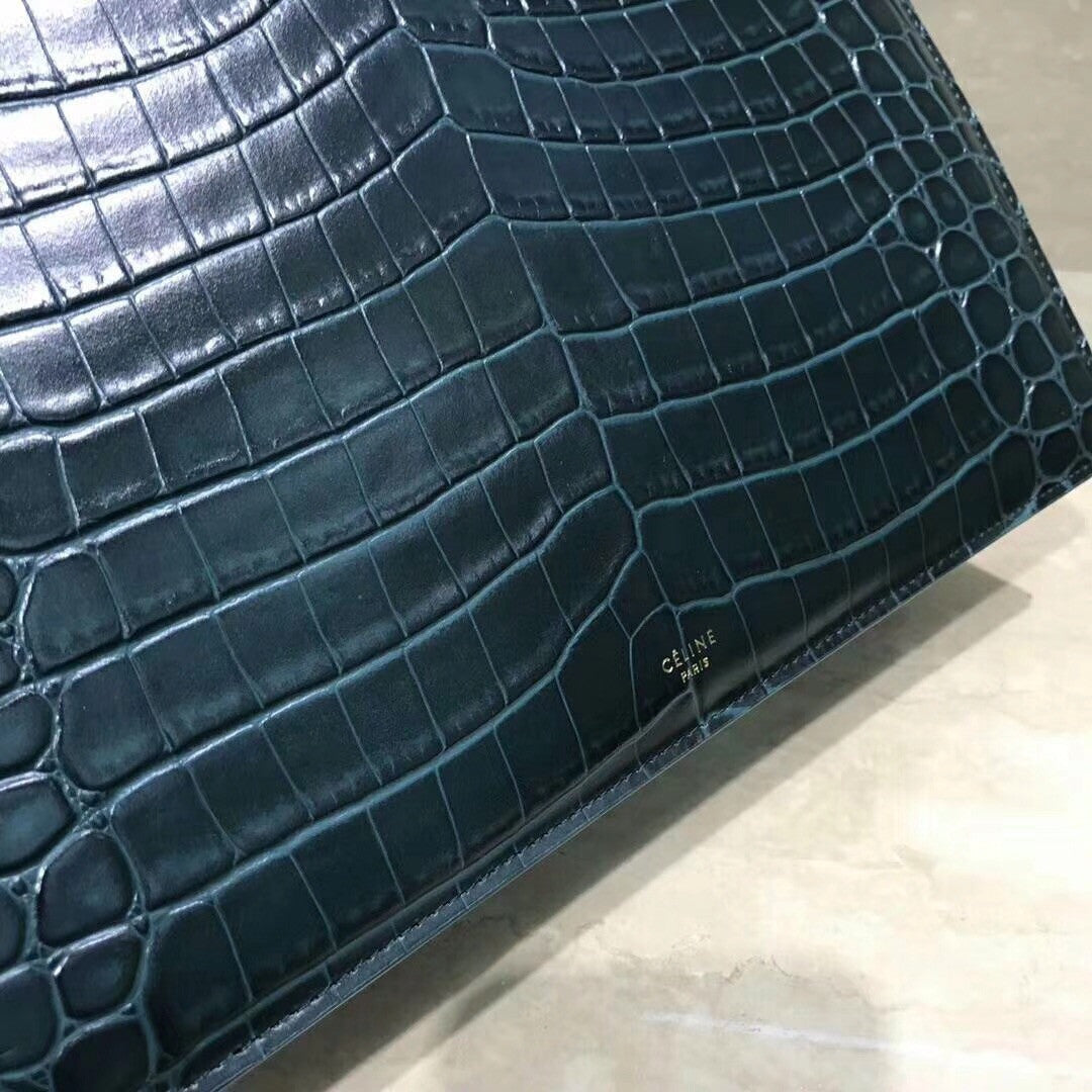 Celine MEDIUM CLASP BAG IN CROCODILE BLACK