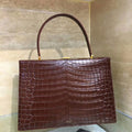 Celine MEDIUM CLASP BAG IN CROCODILE BORDEAUX