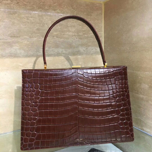 Celine MEDIUM CLASP BAG IN CROCODILE BORDEAUX