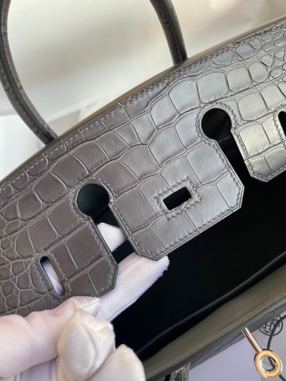 Hermes Birkin 25cm Graphite Alligator  with Palladium hardware