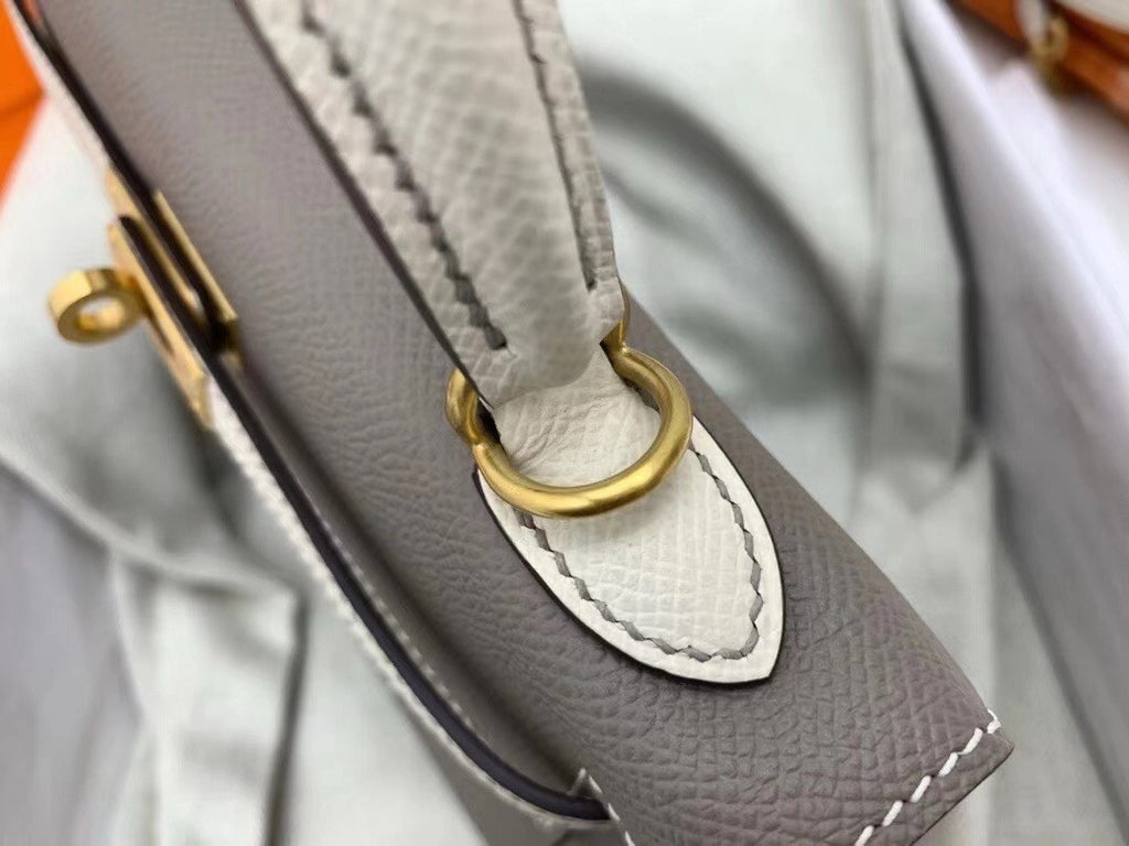 Hermes Special Order Horseshoe Etoupe/Craie Kelly 25 cm Epsom Gold Hardware