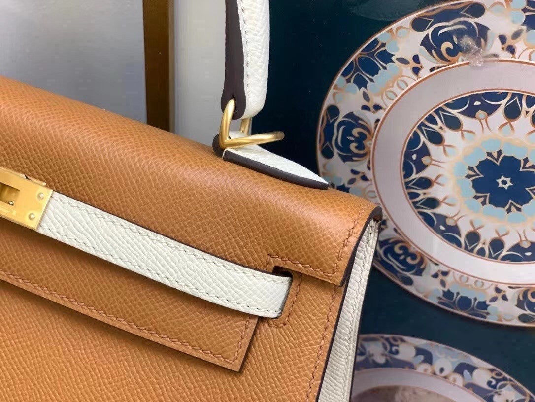 Hermes Special Order Horseshoe Gold/Craie Kelly 25 cm Epsom Gold Hardware