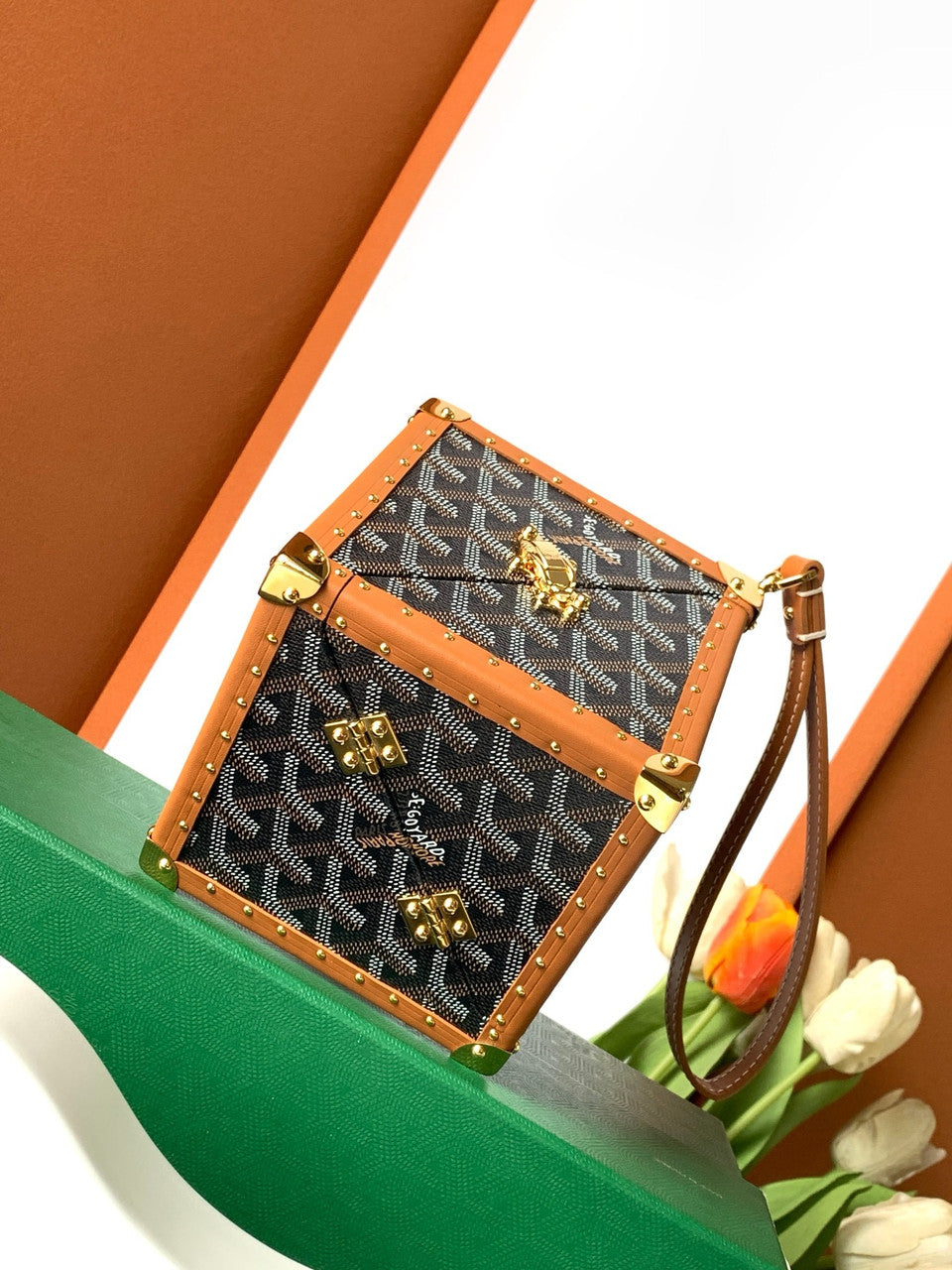 Goyard Dé Trunk Bag Metallic Black & Tan Goyard