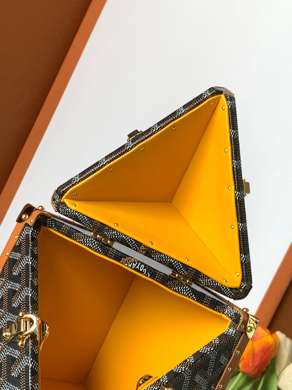 Goyard Dé Trunk Bag Metallic Black & Tan Goyard