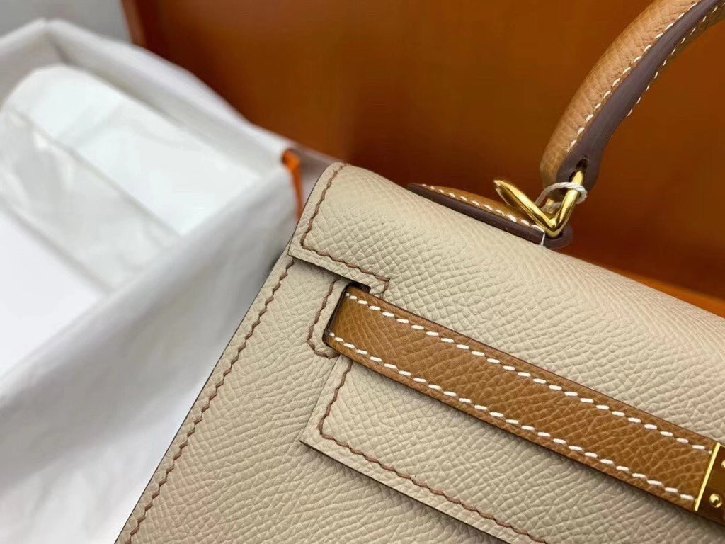 Hermes Special Order Horseshoe Gold/Trench Kelly 25 cm Epsom Gold Hardware