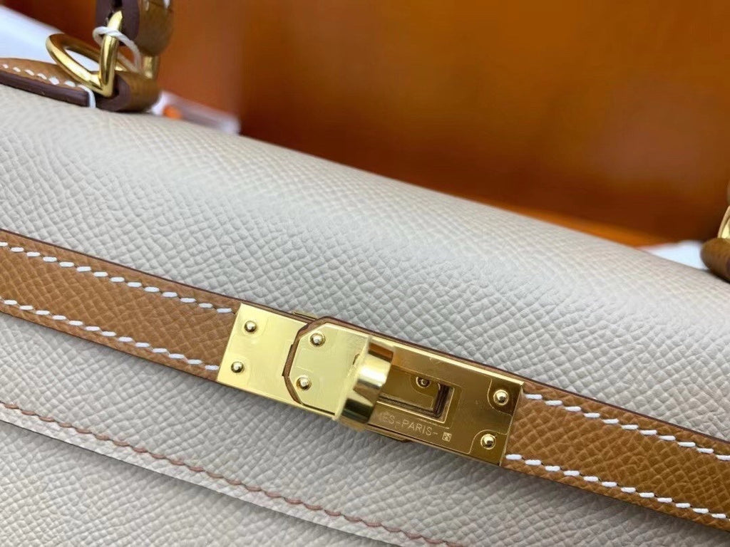 Hermes Special Order Horseshoe Gold/Trench Kelly 25 cm Epsom Gold Hardware