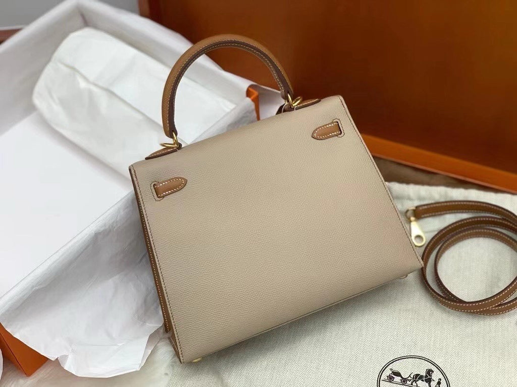 Hermes Special Order Horseshoe Gold/Trench Kelly 25 cm Epsom Gold Hardware