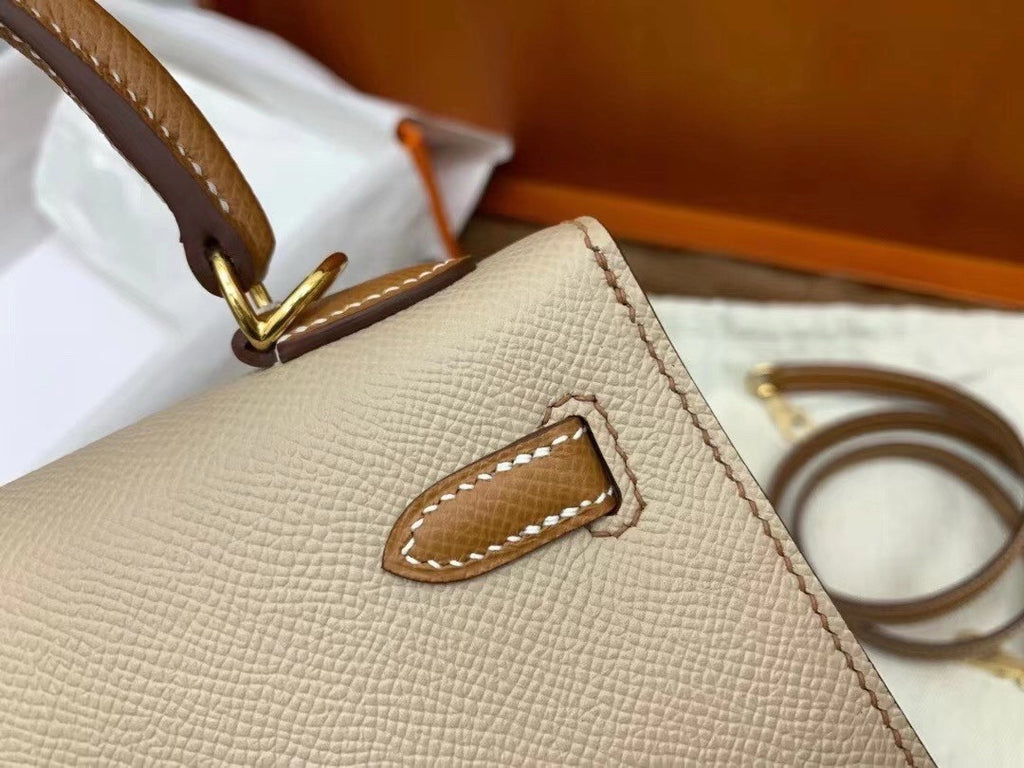 Hermes Special Order Horseshoe Gold/Trench Kelly 25 cm Epsom Gold Hardware