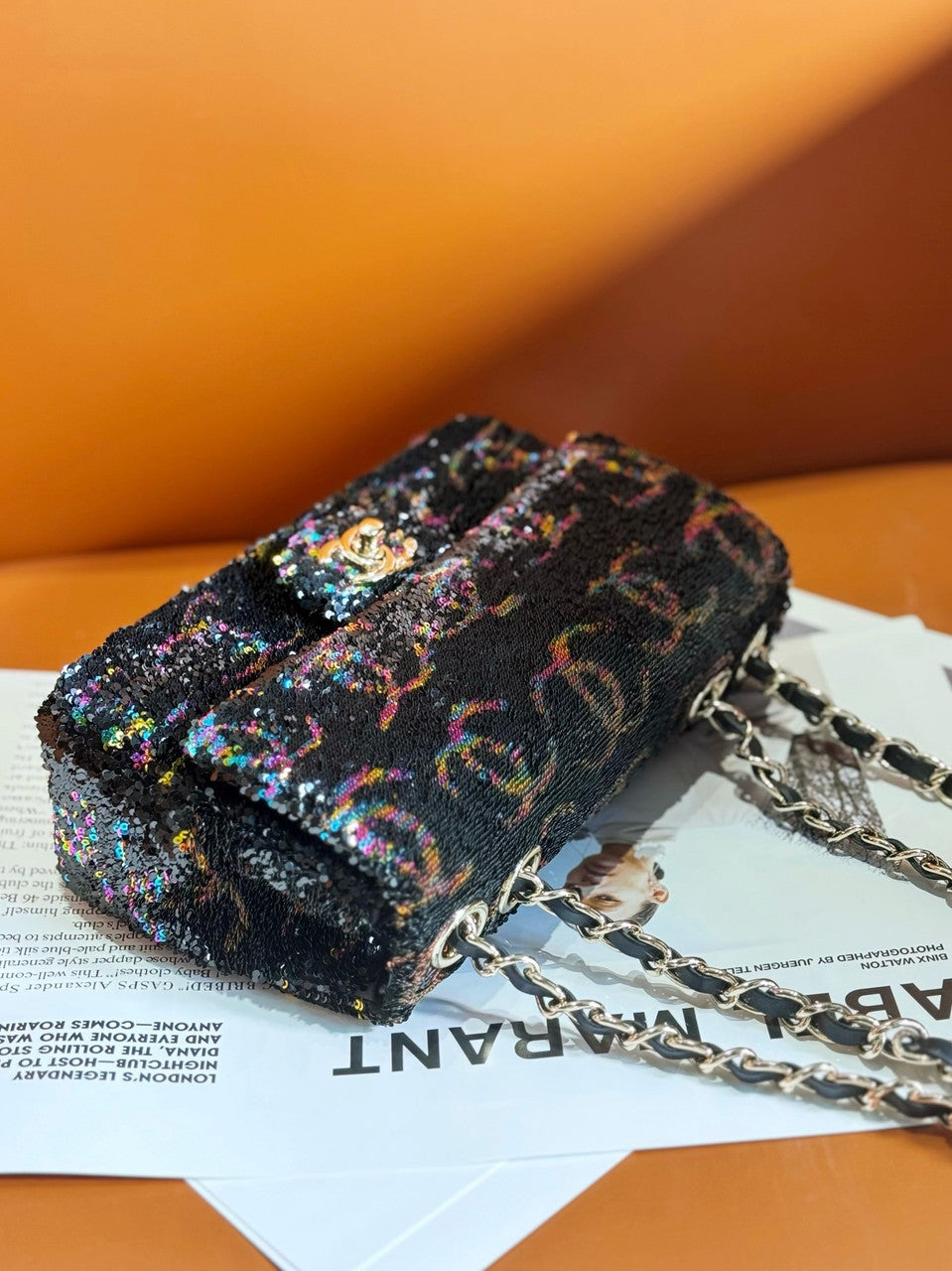 Chanel SS 2024 Sequins SMALL FLAP BAG Black