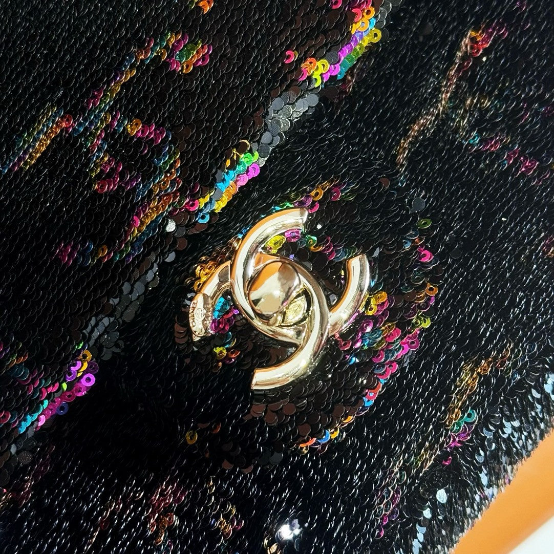Chanel SS 2024 Sequins SMALL FLAP BAG Black