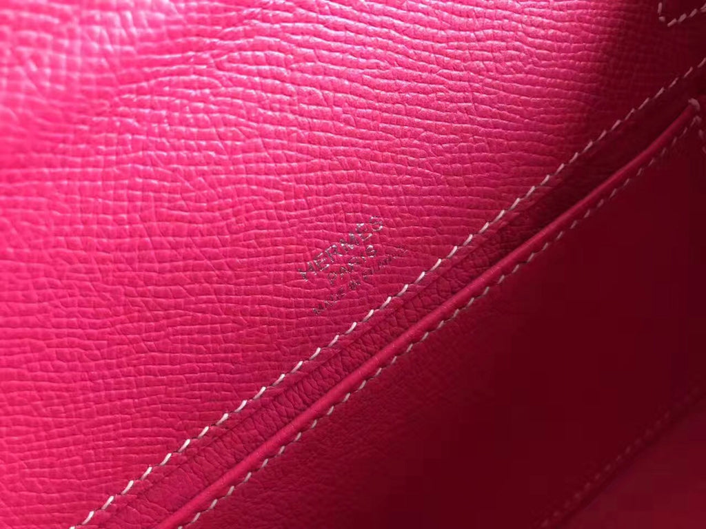 Hermes E5 Fuchsia  Epsom Leather Mini Kelly Pochette with Silver Hardware