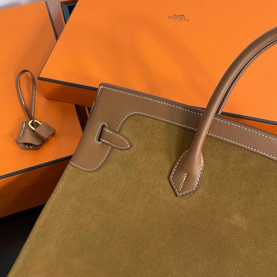Hermès Birkin 40 cm Gold Suede Leather Gold Hardware Hermes