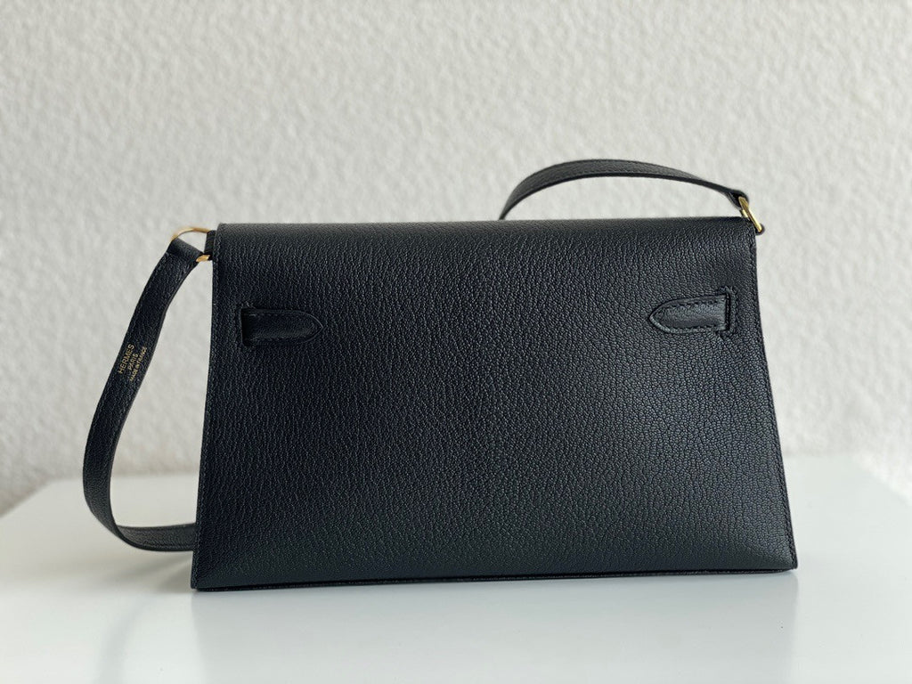 Hermes Kelly Elan Shoulder Strap Bag Black