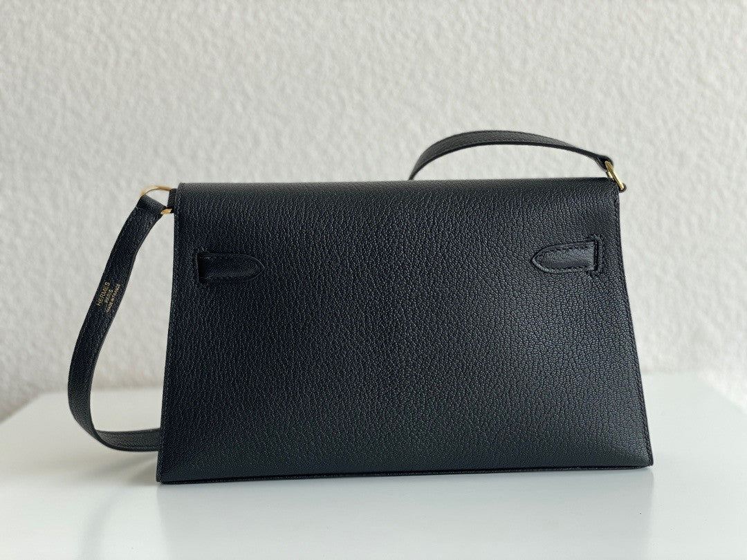 Hermes Kelly Elan Shoulder Strap Bag Black