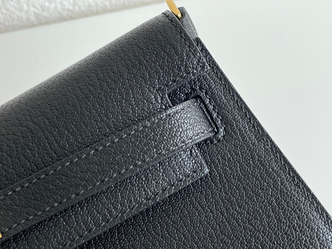 Hermes Kelly Elan Shoulder Strap Bag Black