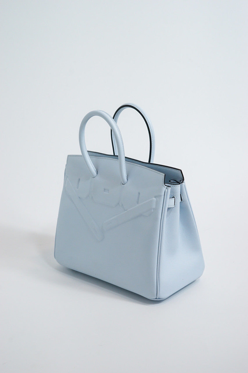 Hermes Mini Shadow Birkin 25 Bag Blue  Zephyr Evercalf Limited Edition