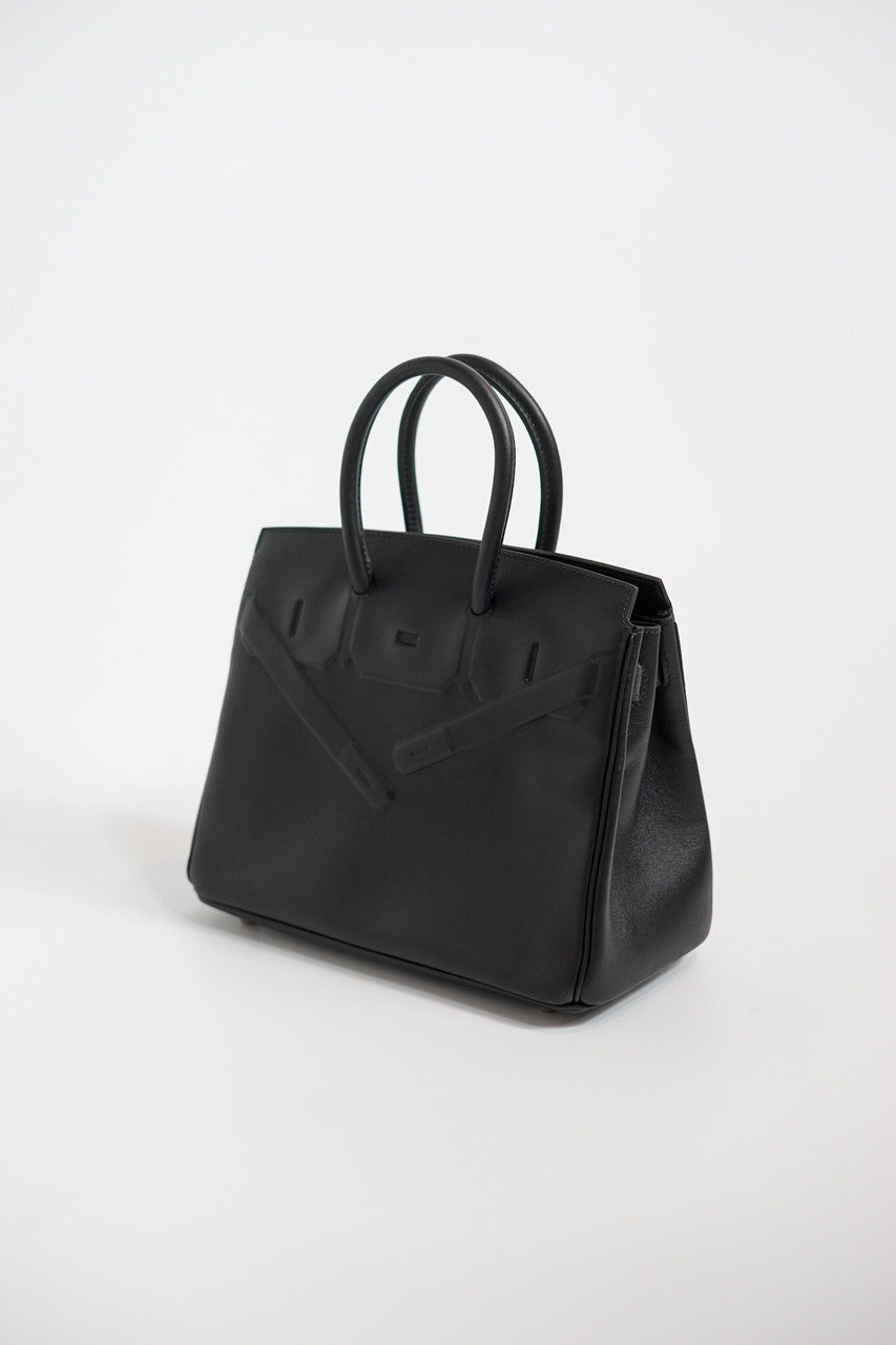Hermes Mini Shadow Birkin 25 Bag Black Evercalf Limited Edition