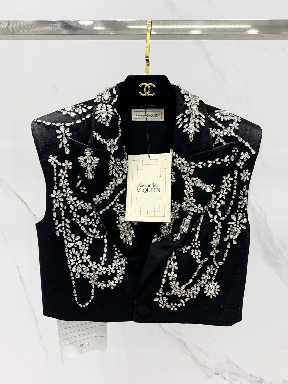Alexander McQueen Women's Sleeveless Embroidered Jacket in Black