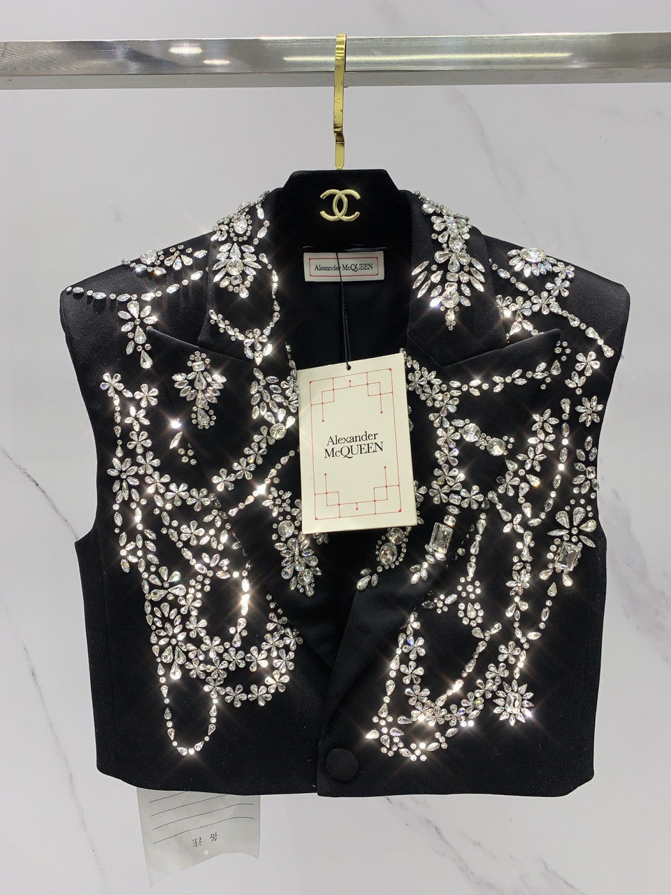 Alexander McQueen Women's Sleeveless Embroidered Jacket in Black