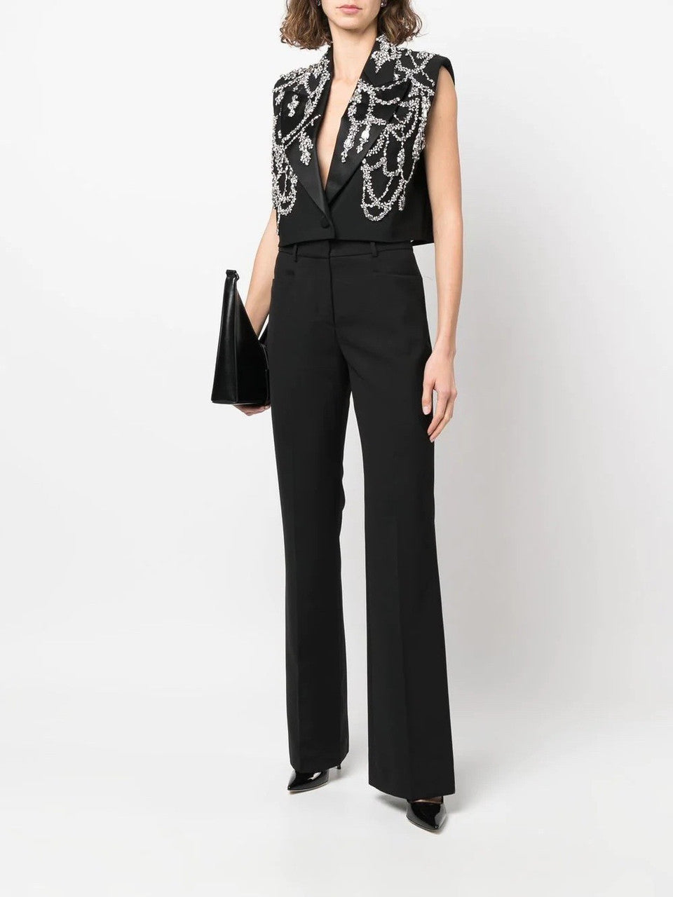 Alexander McQueen Women's Sleeveless Embroidered Jacket in Black