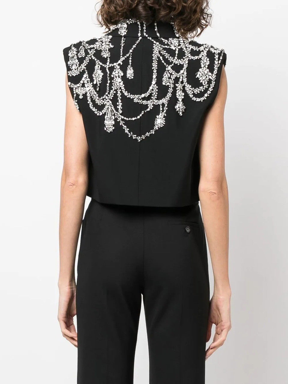 Alexander McQueen Women's Sleeveless Embroidered Jacket in Black