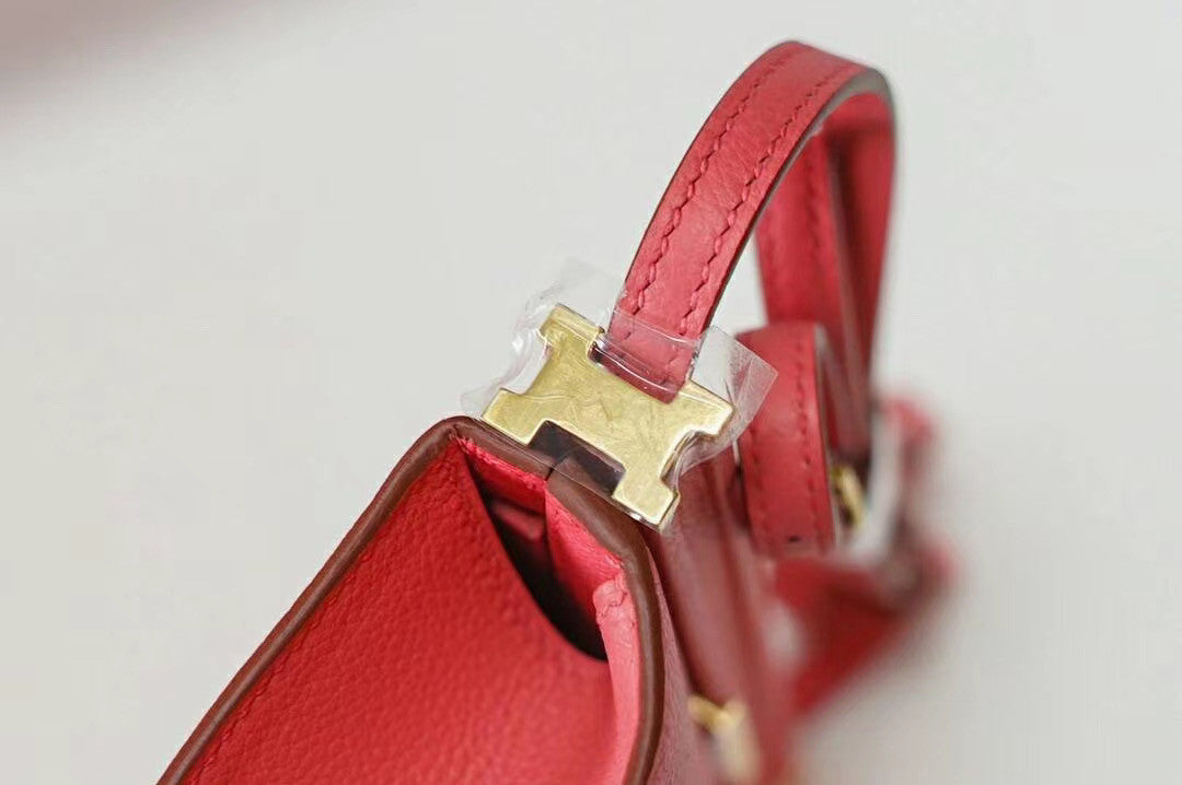 Hermes Clic-H 21 bag 8W Rose Azalee Evercolor calfskin  with Gold hardwares