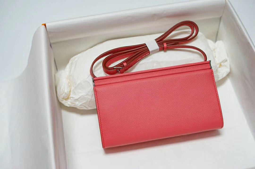 Hermes Clic-H 21 bag 8W Rose Azalee Evercolor calfskin  with Palladium hardwares