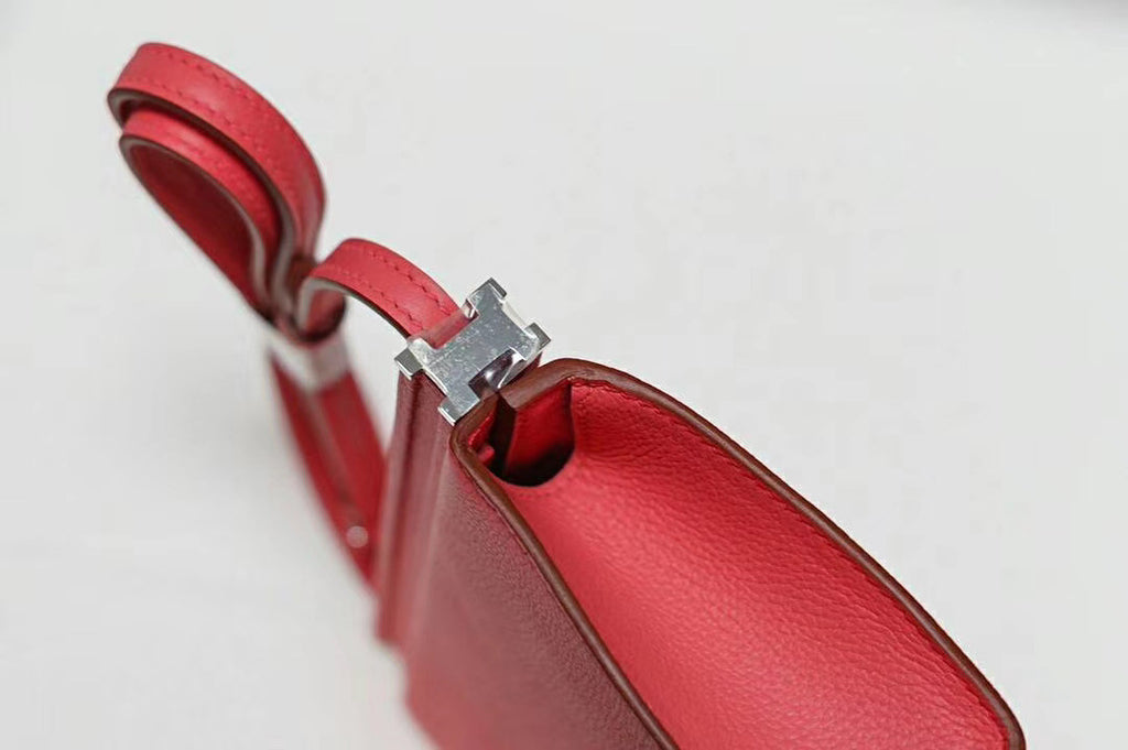 Hermes Clic-H 21 bag 8W Rose Azalee Evercolor calfskin  with Palladium hardwares