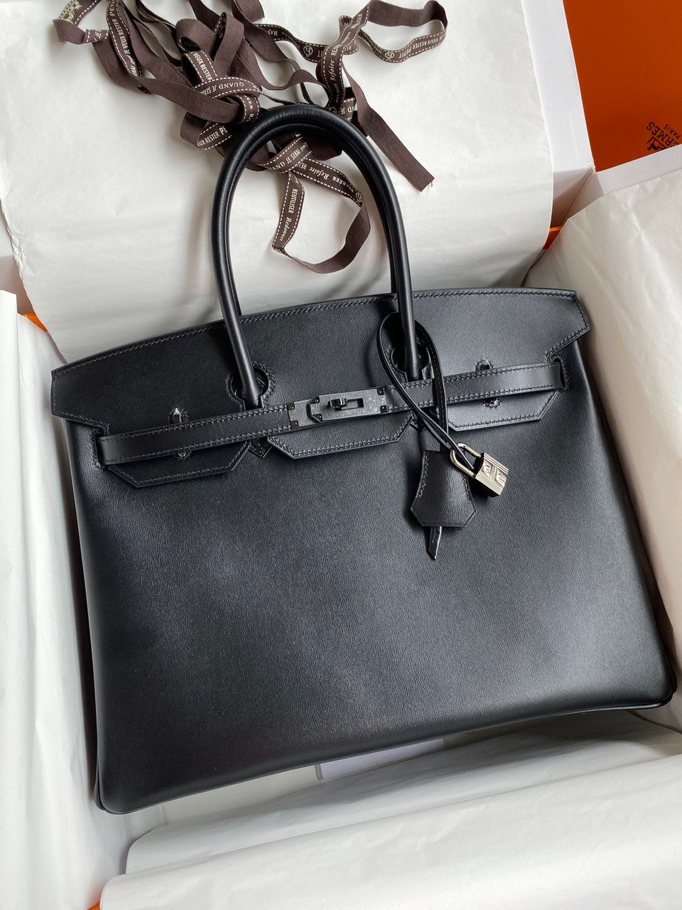 Hermes So Black Birkin 35 Box Calf