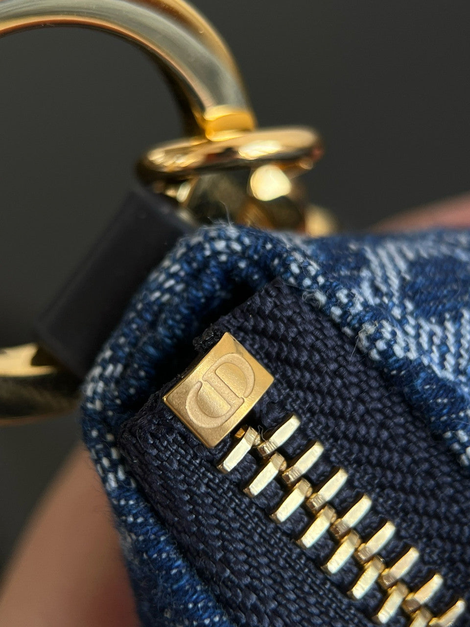Christian Dior Diorstar Hobo Bag with Chain  Blue Denim Dior Oblique Jacquard