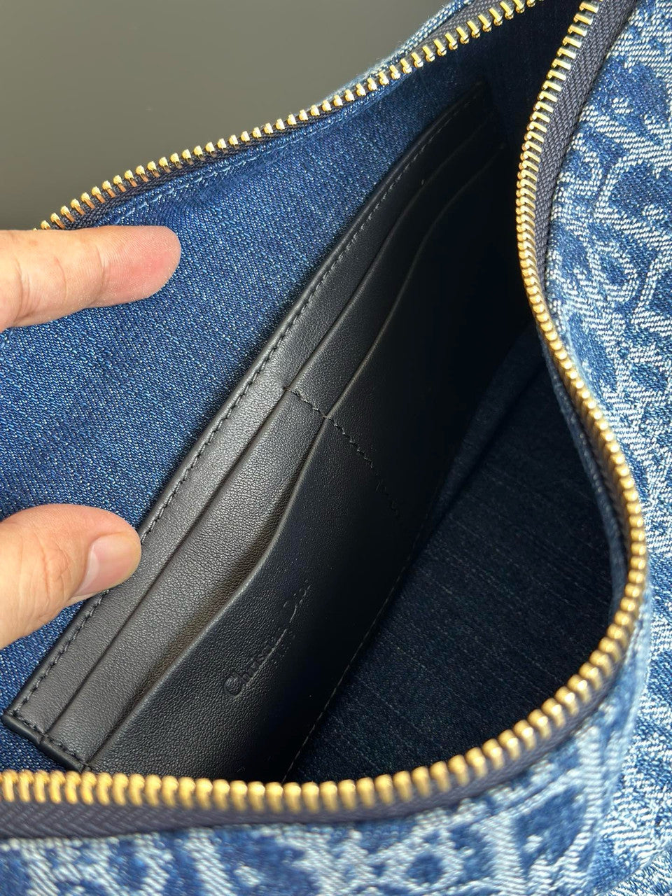 Christian Dior Diorstar Hobo Bag with Chain  Blue Denim Dior Oblique Jacquard