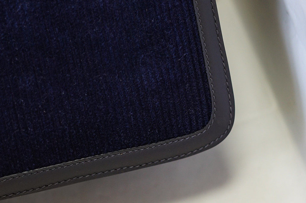 Hermès Navy Corduroy Constance 19cm  Gold GHW