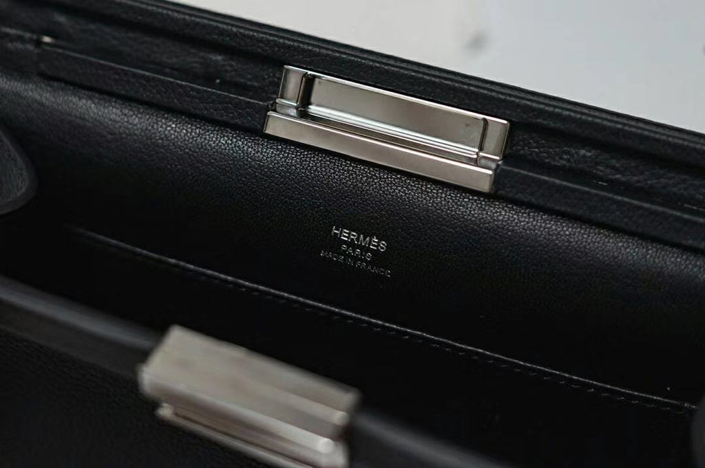 Hermes Clic-H 21 bag Black Evercolor calfskin  with Palladium hardwares