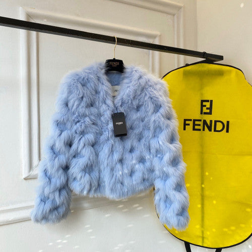 Fendi Bomber jacket Blue fox fur jacket