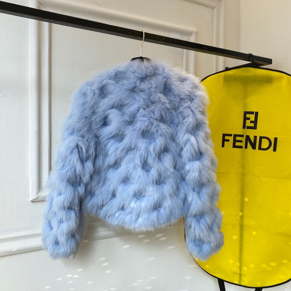 Fendi Bomber jacket Blue fox fur jacket